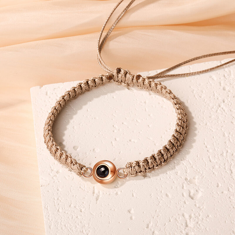Personalized Braided Black Rope Photo Projection Bracelet Sweet Cool Gift