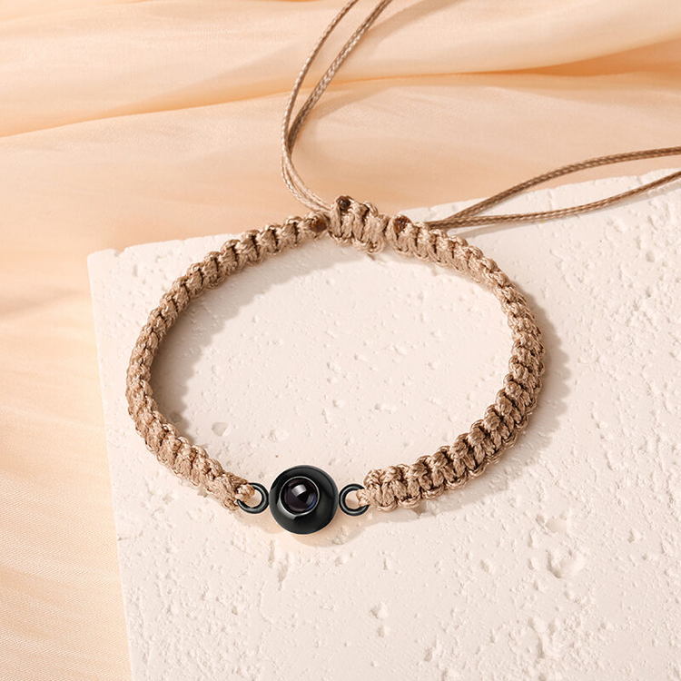 Personalized Braided Black Rope Photo Projection Bracelet Sweet Cool Gift