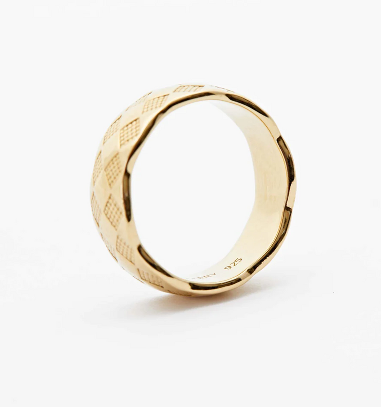 925 Sterling Silver Checker Colorful Ring