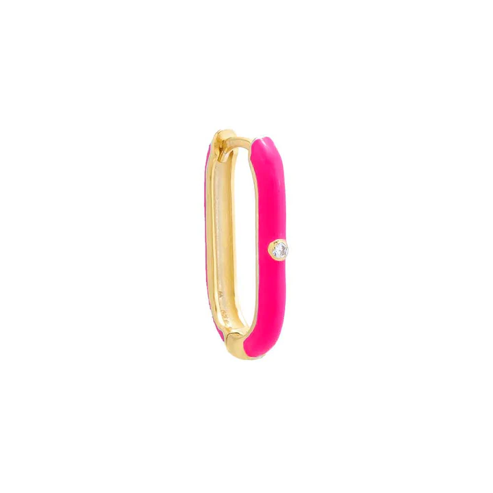 925 Sterling Silver Bezel Colored Enamel Oval Huggie Earring