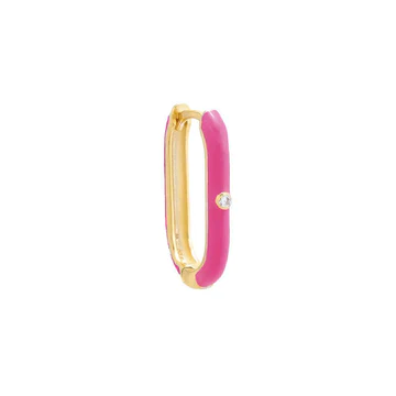 925 Sterling Silver Bezel Colored Enamel Oval Huggie Earring