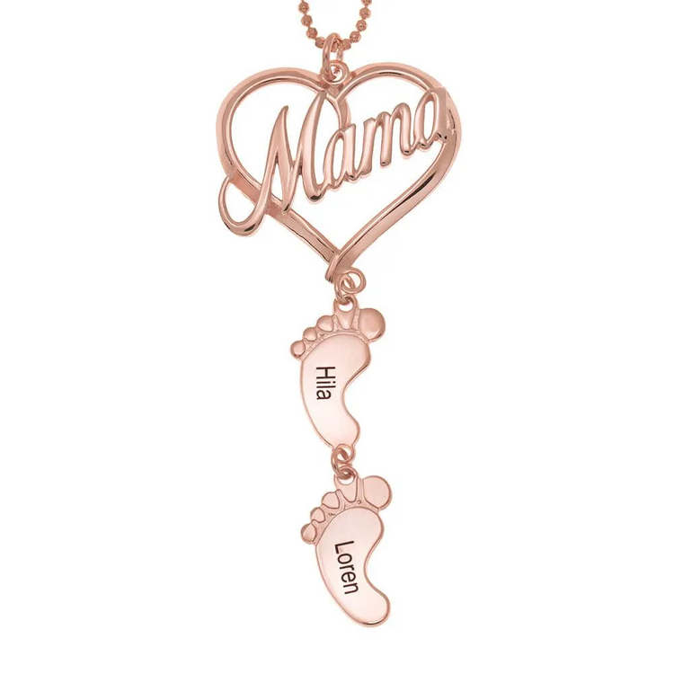 Pendentif en argent sterling 925 pour fête des mères avec pieds de bébé