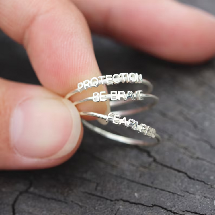 925 Sterling Silver Personalized Tiny Name Ring Nameplate Ring