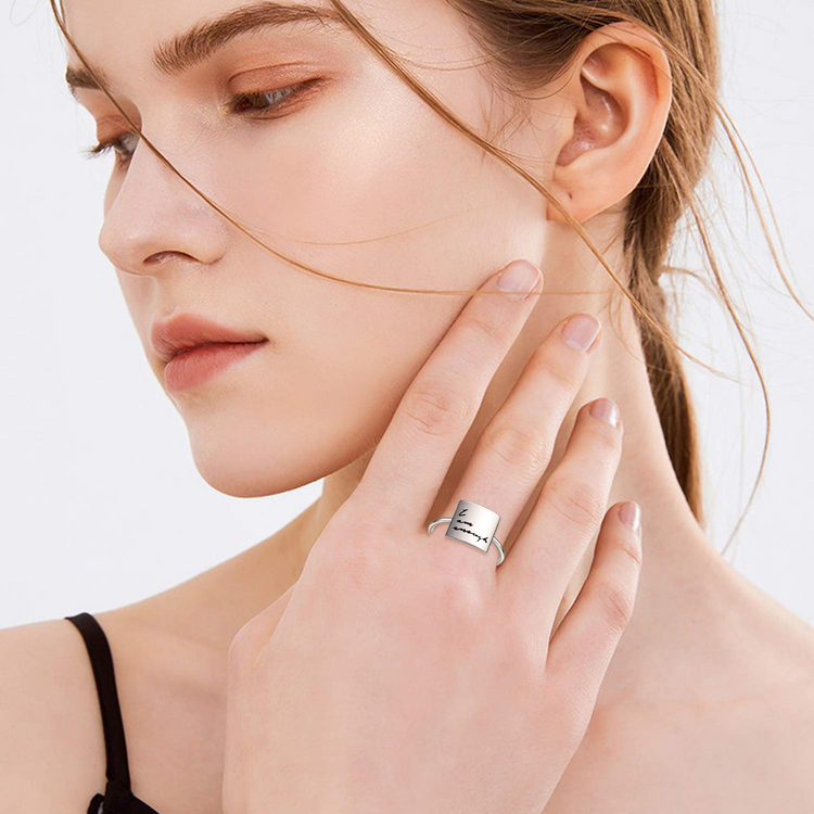 Bague d'inspiration carrée en argent sterling 925 ''Je suis assez''