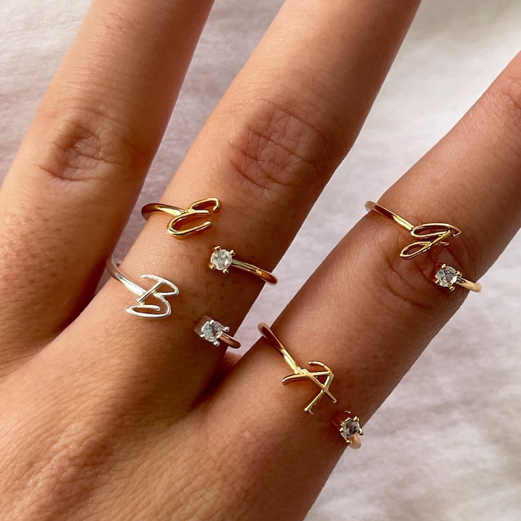 925 Sterling Silver Bridesmaid Gifts Bridesmaid Proposal Maid of Honor Gift Initial Ring