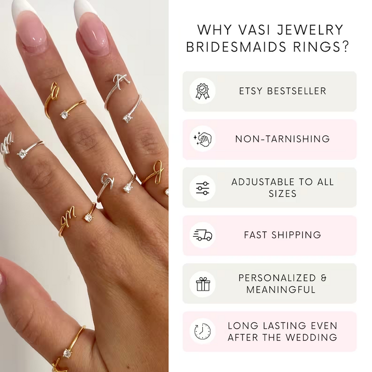 925 Sterling Silver Bridesmaid Gifts Bridesmaid Proposal Maid of Honor Gift Initial Ring