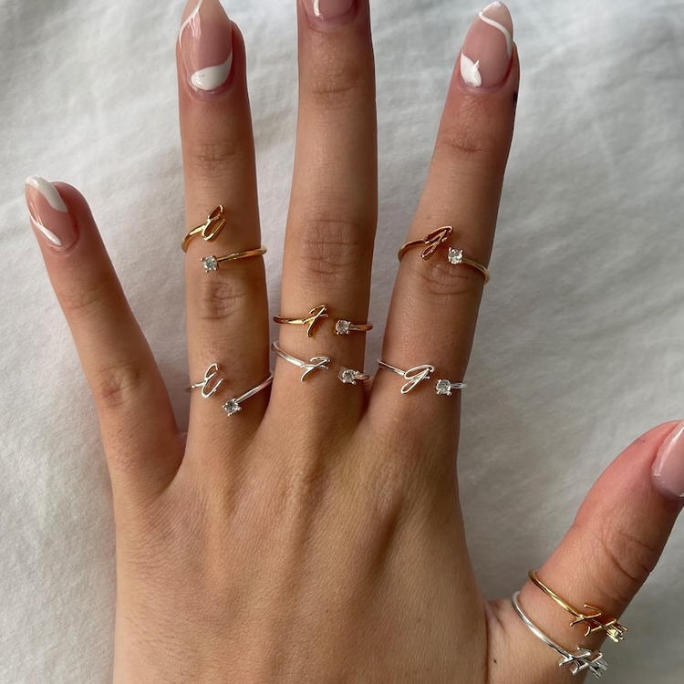 925 Sterling Silver Bridesmaid Gifts Bridesmaid Proposal Maid of Honor Gift Initial Ring