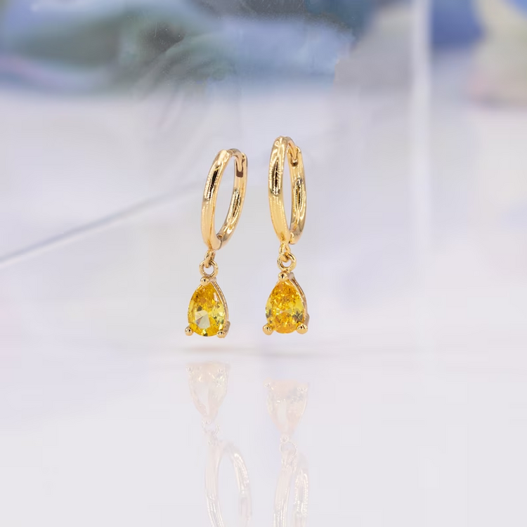 Boucles d'oreilles en argent sterling 925, boucles d'oreilles en diamant jaune avec charme Champagne Topaz Gem pour la pierre de naissance de novembre cadeaux d'anniversaire