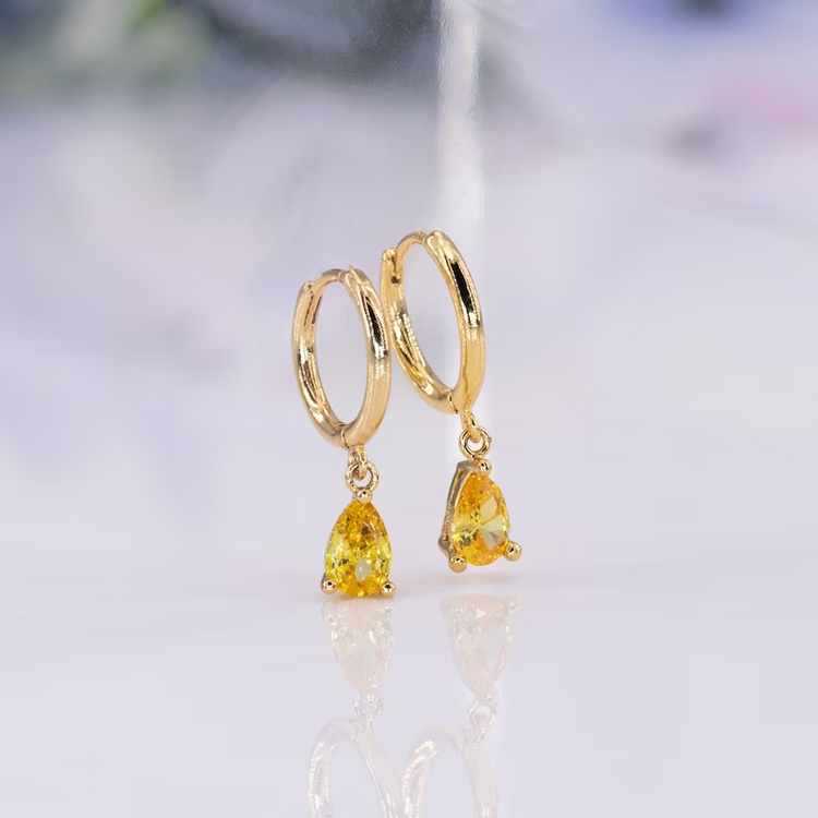 Boucles d'oreilles en argent sterling 925, boucles d'oreilles en diamant jaune avec charme Champagne Topaz Gem pour la pierre de naissance de novembre cadeaux d'anniversaire