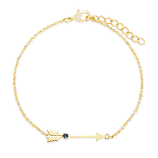925 Custom Gold Birthstone Arrow Bracelet