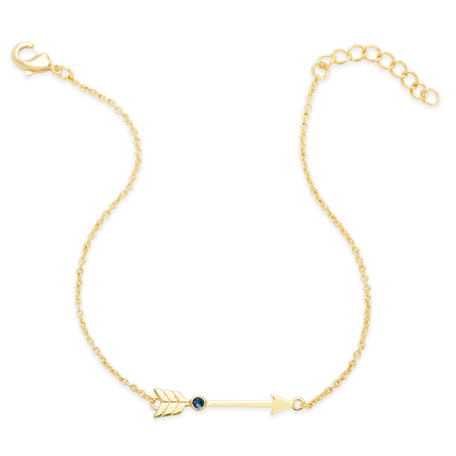 925 Custom Gold Birthstone Arrow Bracelet