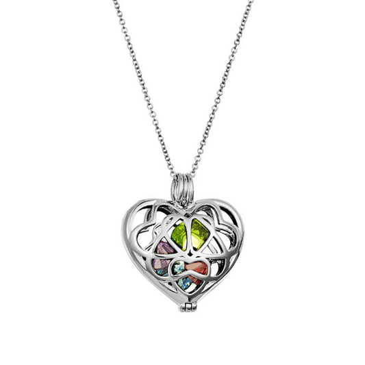 925 Sterling Silver Interlocking Hearts Birthstone Rose Gold Locket
