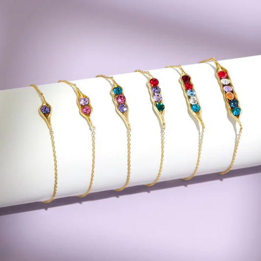 925 Sterling Silver Birthstone Pea in a Pod Gold Bracelet