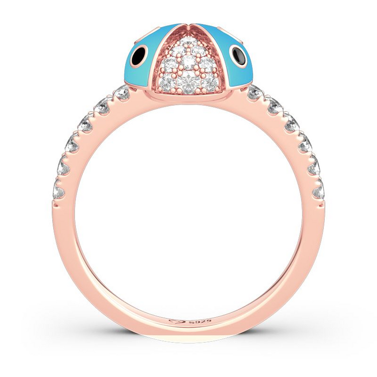 925 Sterling Silver Lucky Blue Ladybug Sterling Silver Ring