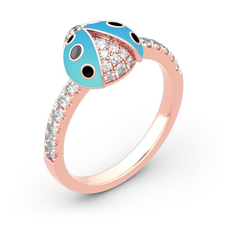 925 Sterling Silver Lucky Blue Ladybug Sterling Silver Ring