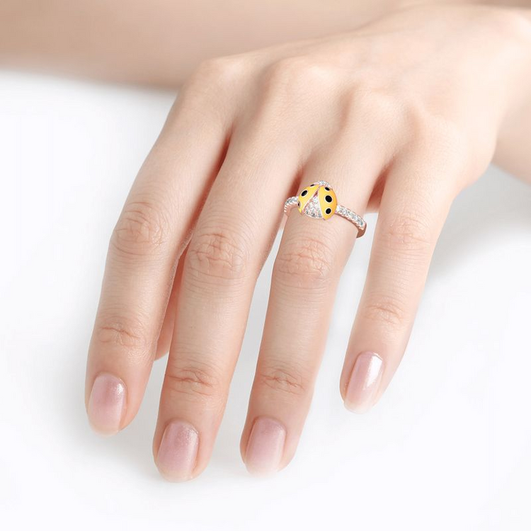 925 Sterling Silver Lucky Blue Ladybug Sterling Silver Ring