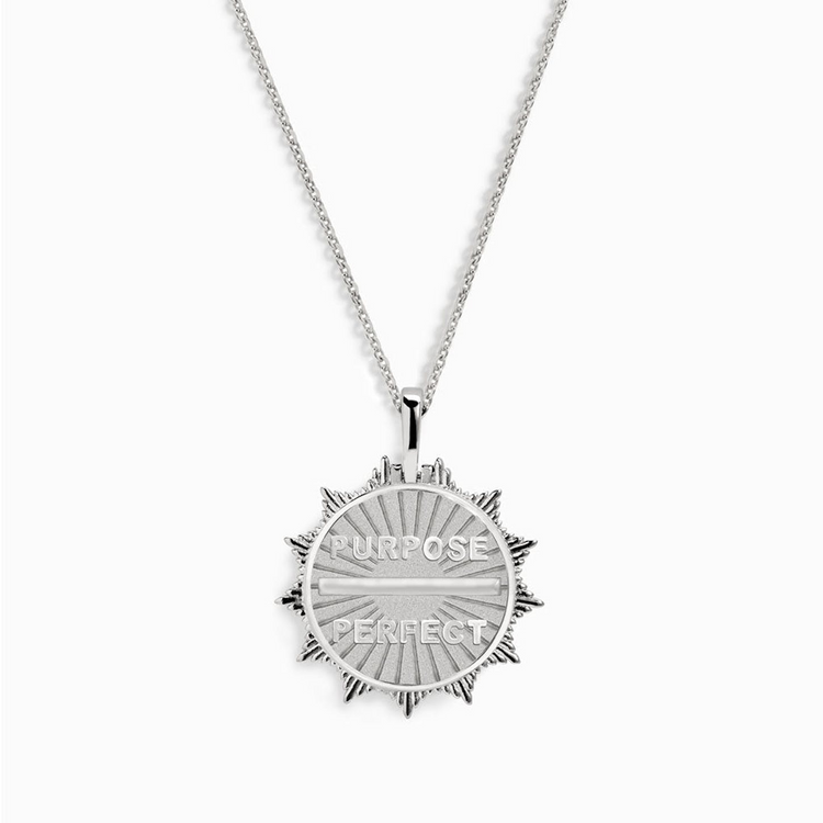 925 Sterling Silver Purpose Over Perfect Affirmation Coin Necklace