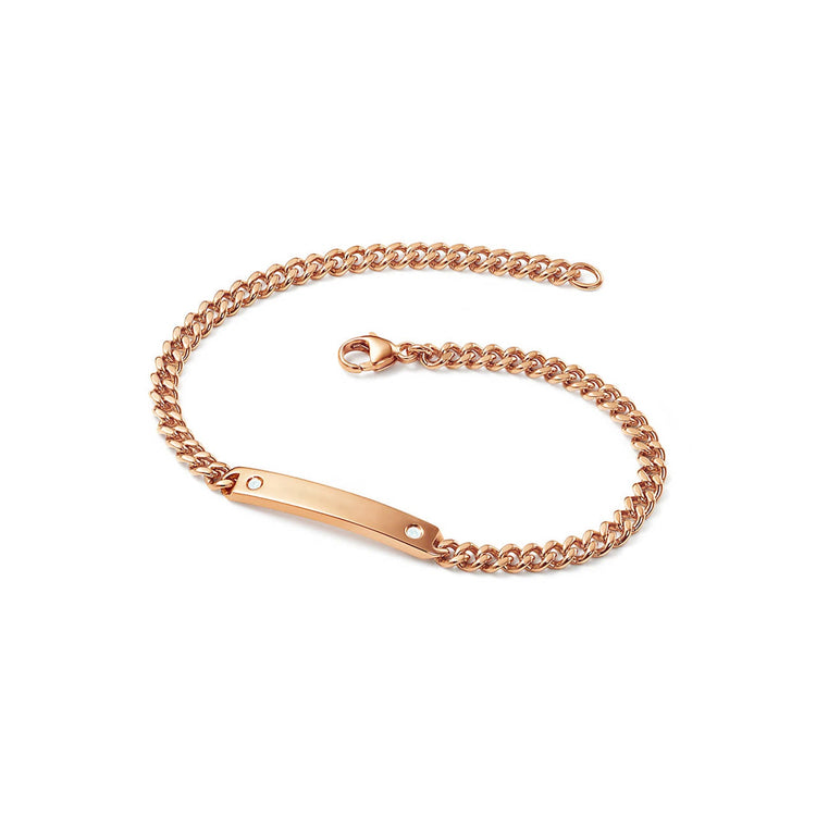 925 Sterling Silver Micro Link Name Bar Bracelet With Zirconia - onlyone