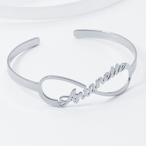 925 Sterling Silver Infinity Name Cuff