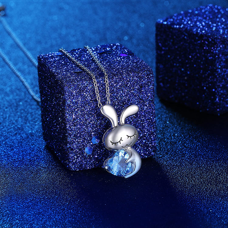 925 Sterling Silver Cute Animal Jewelry Cubic Zirconia Love Heart Pendant Necklace for Women - onlyone