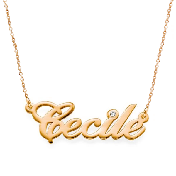 925 Sterling Silver Custom Becile Name Necklace Nameplate Necklace With Diamond - onlyone