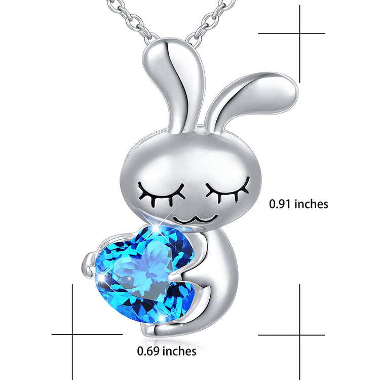 925 Sterling Silver Cute Animal Jewelry Cubic Zirconia Love Heart Pendant Necklace for Women - onlyone