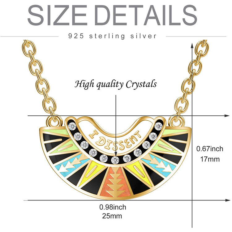 925 Sterling Silver Dissent Collar Pendant Necklace With Crystal