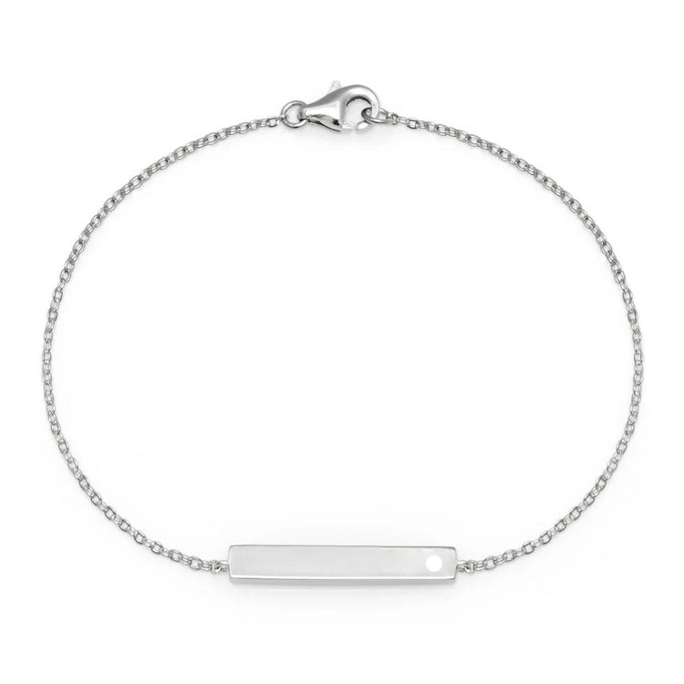 925 Sterling Silver Custom Bar Name Bracelet With Birthstone, Birthday Gift For Her