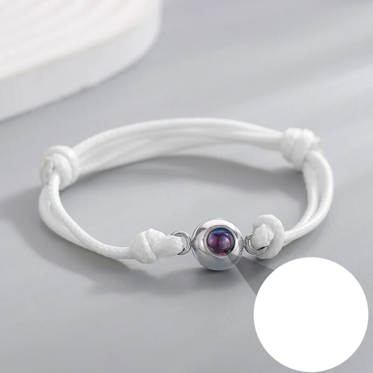 Men Personalized Rope Bracelet Custom Photo Bracelet with White Cord Fathers Day Bracelet