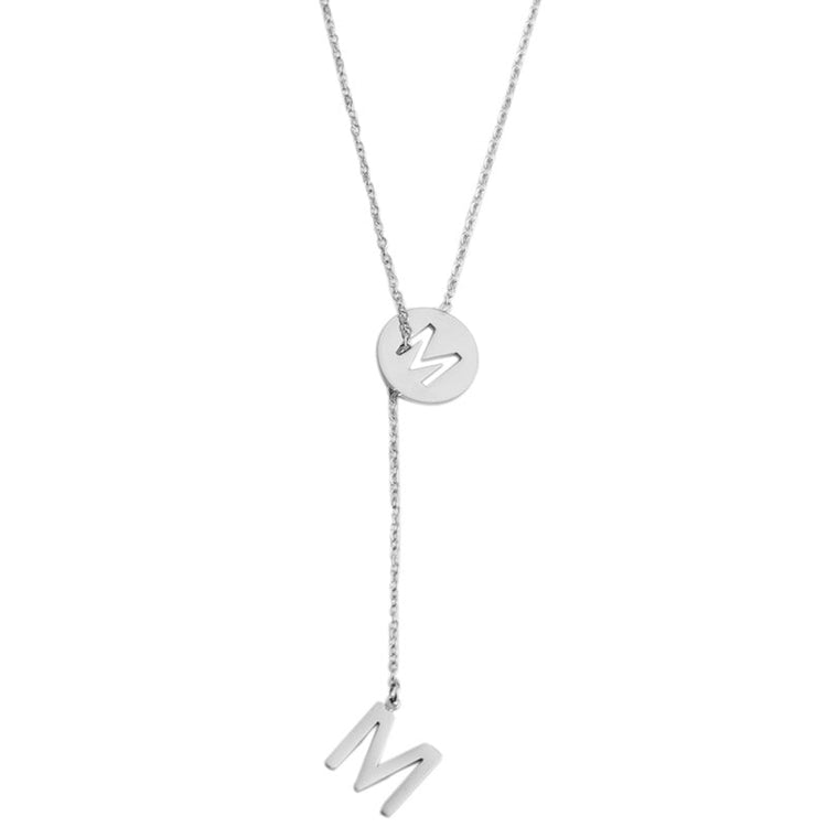 925 Sterling Silver Y Lariat Initial Necklace