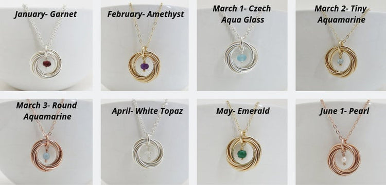 925 Sterling Silver Birthday Gift Necklaces Russian Ring With Birthstone - onlyone