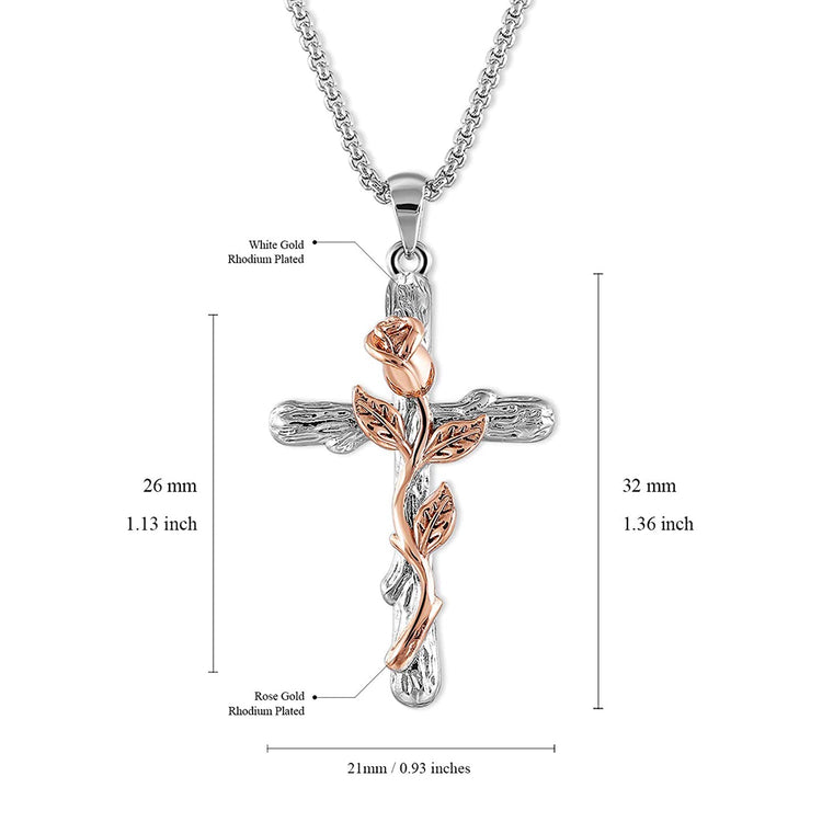 925 Sterling Silver Cross Necklace for Women Rose Flower Necklace Jewelry Cross Necklace For Women - onlyone