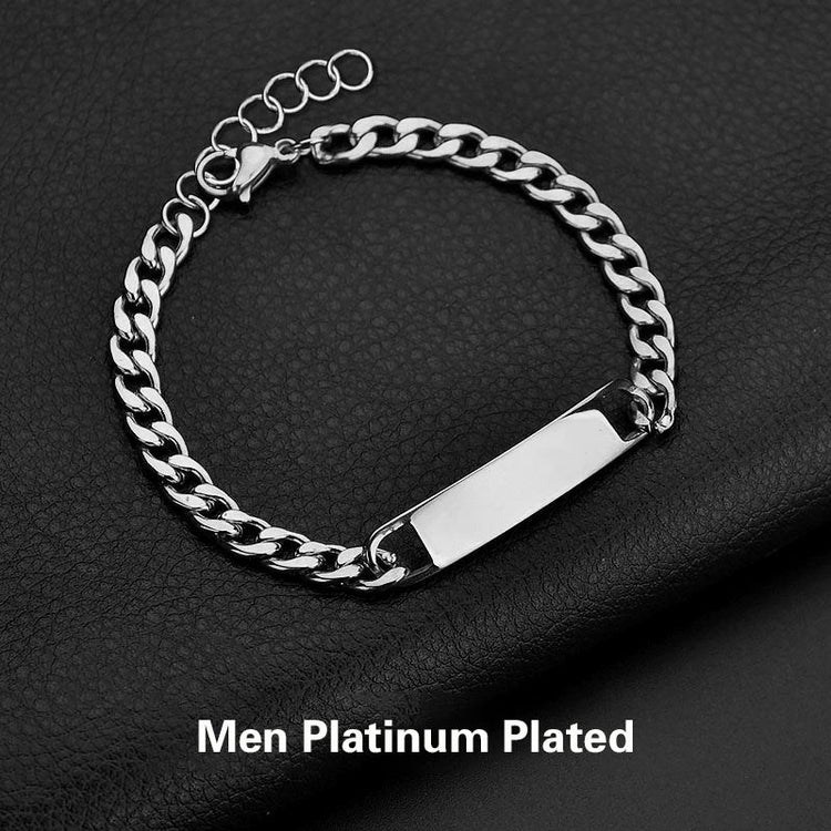 925 Sterling Silver Engraving Nameplate Couple Bracelet Set