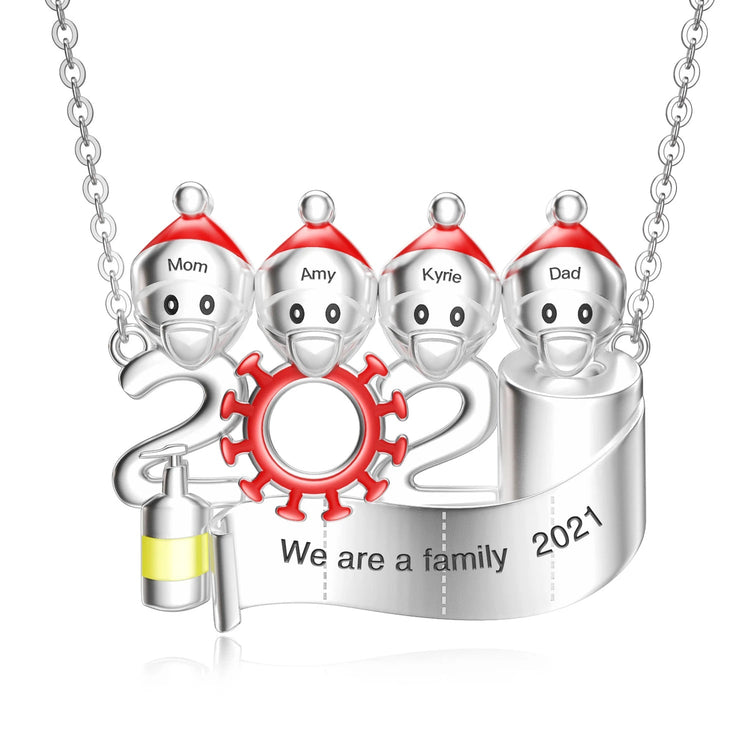 925 Sterling Silver Snowman Family Nameplated Necklace