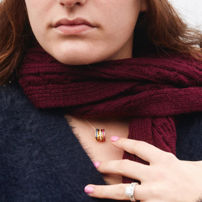 925 Sterling Silver Custom Stackable Eternity Birthstone Charm Necklace