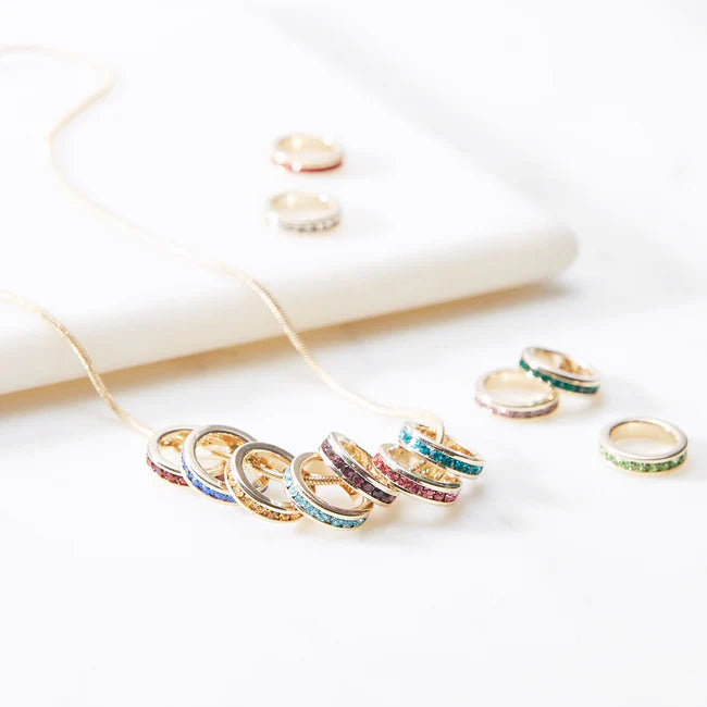 925 Sterling Silver Custom Stackable Eternity Birthstone Charm Necklace