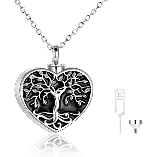 Bijoux de crémation arbre de vie en argent sterling 925 pour collier d'urne à mémoire de cendres