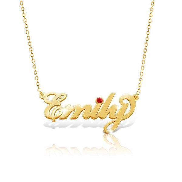 925 Sterling Silver Birthstone Emily Signature Name Necklace Cursive Nameplate Necklace, Birthday Gifft - onlyone