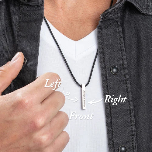 3D Bar Name Halskette 4 Seiten gravierte vertikale Bar Halskette für Männer