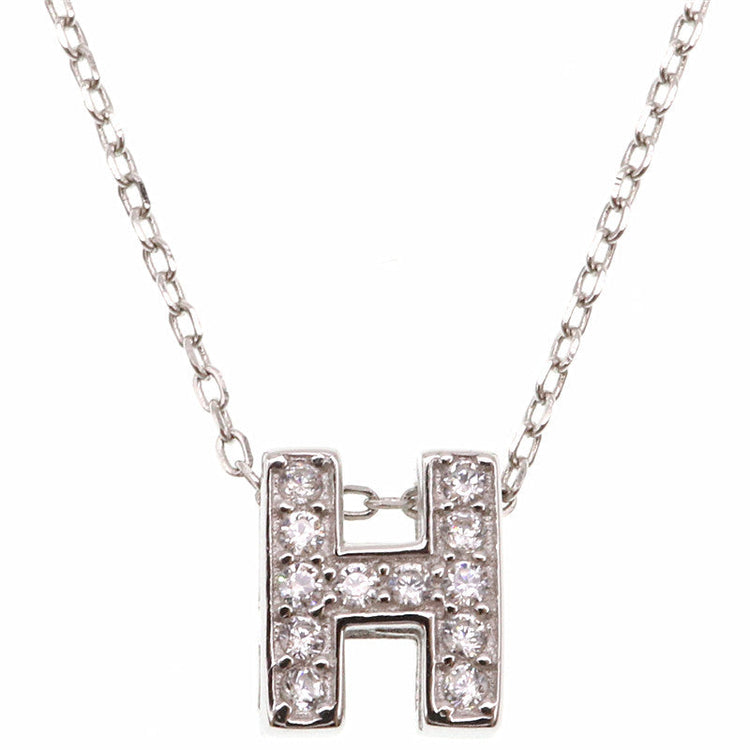 925 Sterling Silver Initial Necklace For Women With Zirconia Vote Necklace