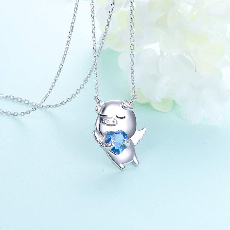 925 Sterling Silver Cute Animal Jewelry Cubic Zirconia Love Heart Pendant Necklace for Women - onlyone