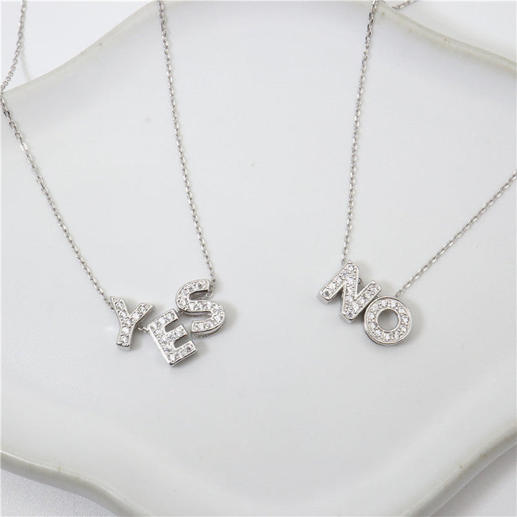 925 Sterling Silver Initial Necklace For Women With Zirconia Vote Necklace