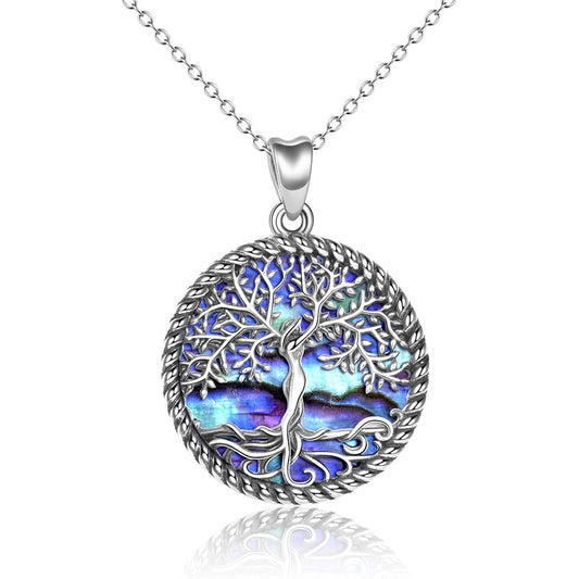 925 Sterling Silver Tree of Life Necklace Abalone Shell Tree of Life Pendant Necklace for Women Jewelry - onlyone
