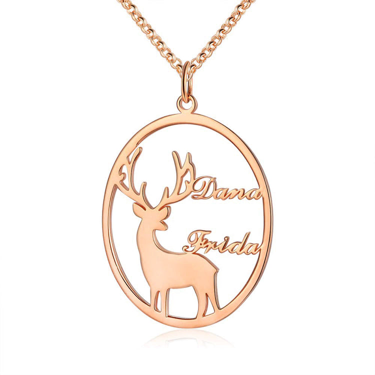 925 Sterling Silver Personalized Reindeer Name Necklace