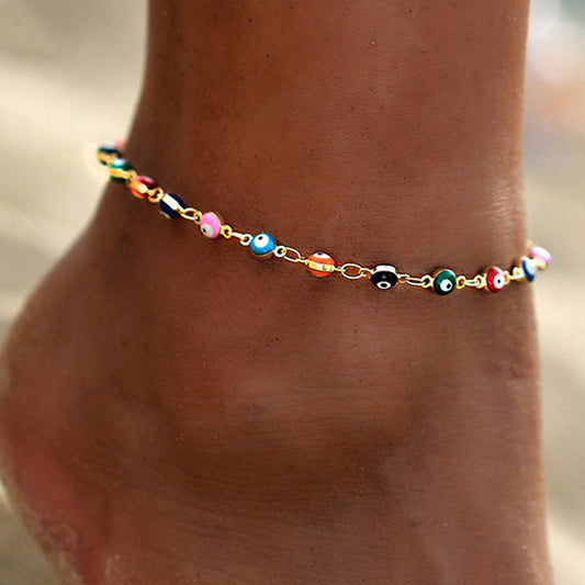 Vintage Evil Eye Anklet, Dainty Evil eye - onlyone