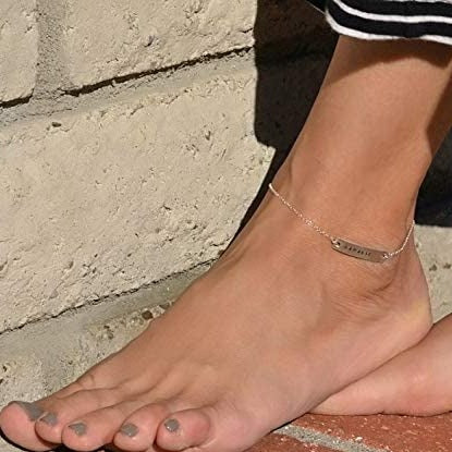 925 Sterling Silver Name Bar Anklet - onlyone