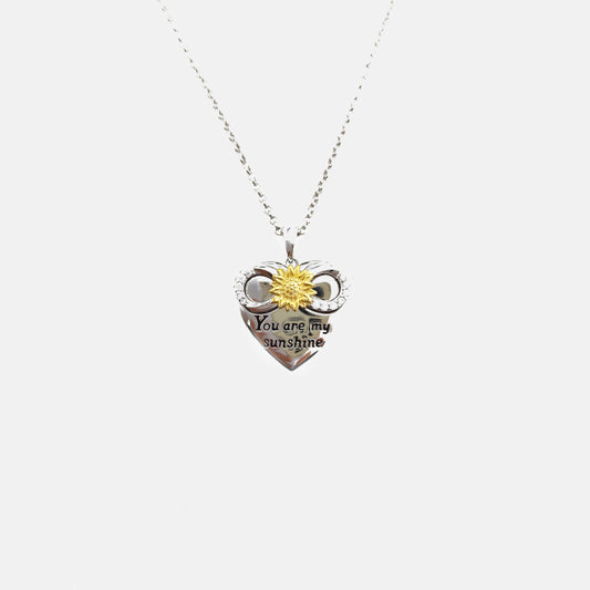 10K Gold Sunflower You are My Sunshine Locket Necklace
