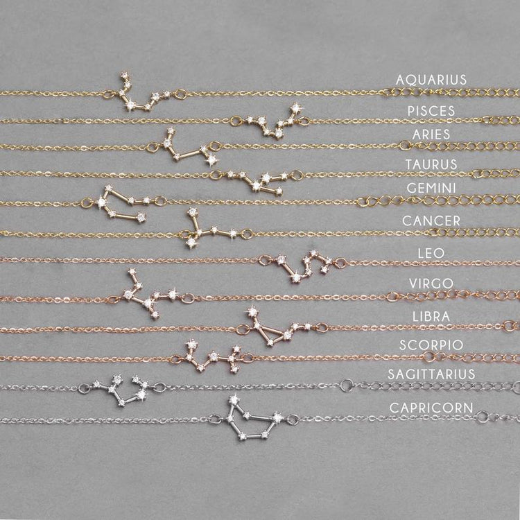 925 Sterling Silver 12 Constellation Bracelet Personalized Celestial Zodiac - onlyone