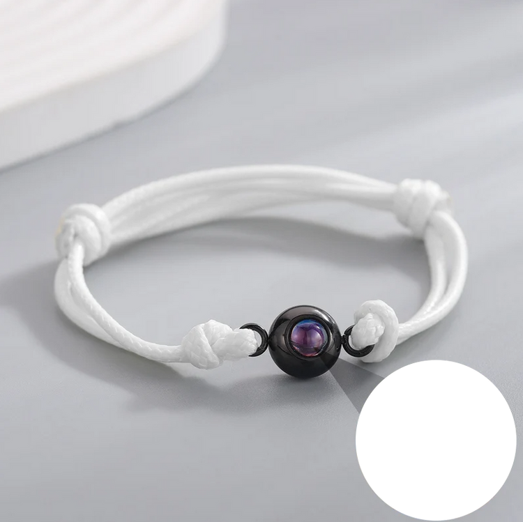 Men Personalized Rope Bracelet Custom Photo Bracelet with White Cord Fathers Day Bracelet
