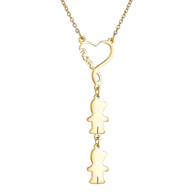 925 Sterling Silver Engravable Mom And Children Pendant Necklace
